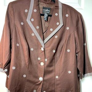 Positive Attitude embroidered linen jacket, 20 petite